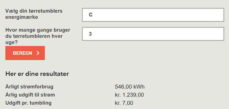Tørretumbler beregner