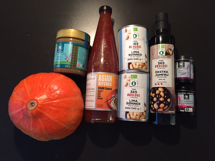 Ingredienser til græskarhummus