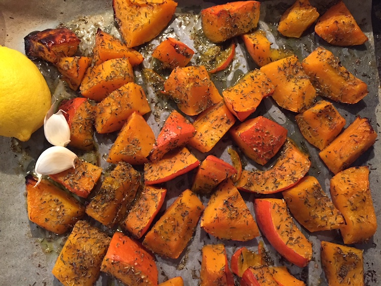 Bagte græskarstykker