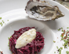 Rødbedetatar, øster og æblecreme