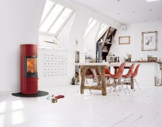 Scan rød brændeovn